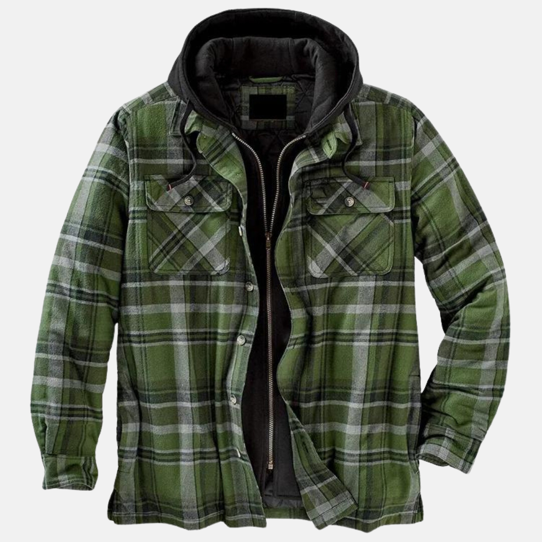 Herren Kariertjacke Warm Lässig Knöpfen Braun