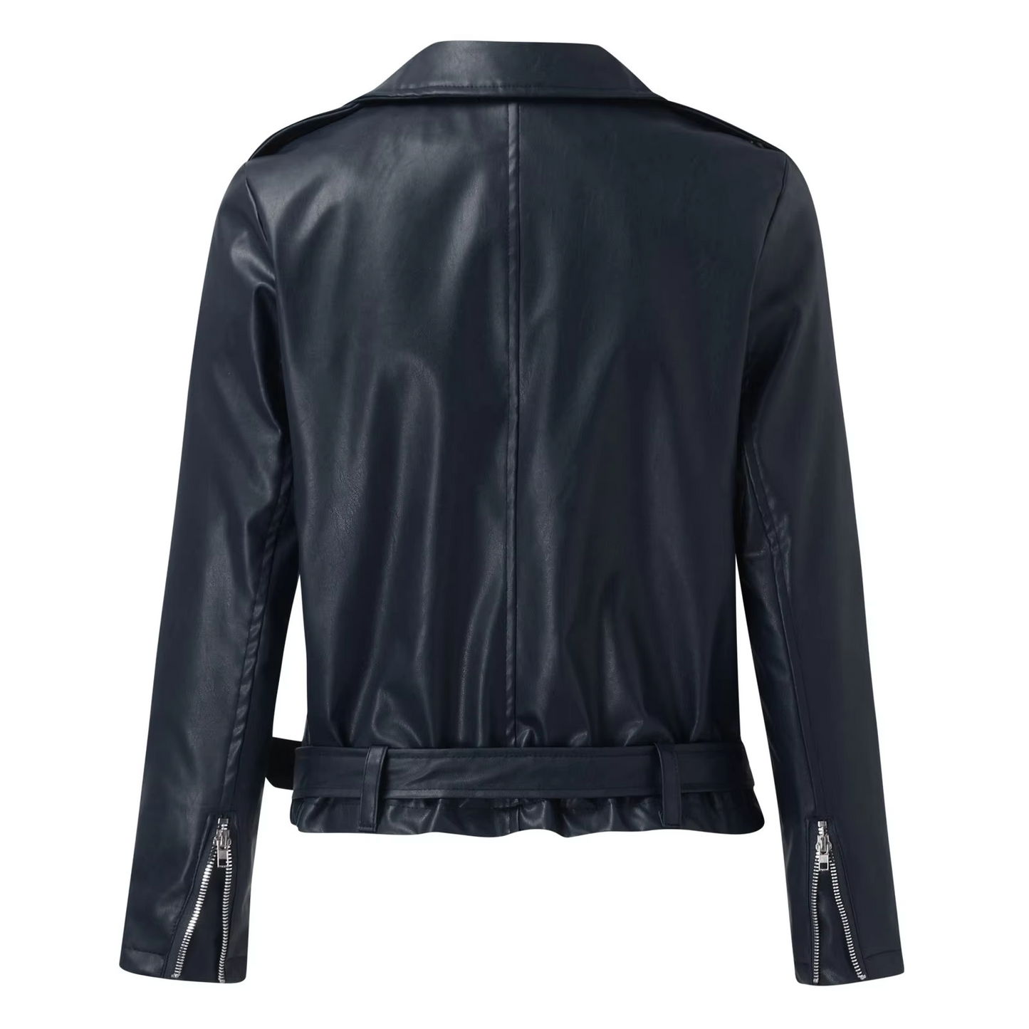 Eveloria Damen Bikerjacke Leder Gürtel