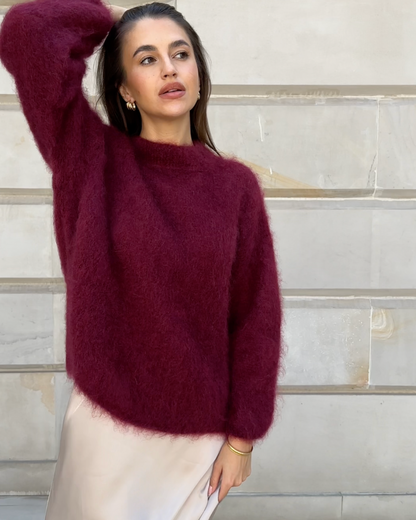 Eveloria Damen Mohairpullover Kuschelig Beige