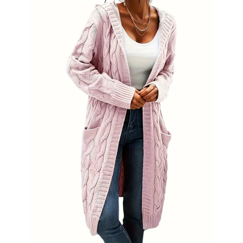Damen Cardigan Lang Strickjacke Mit Taschen