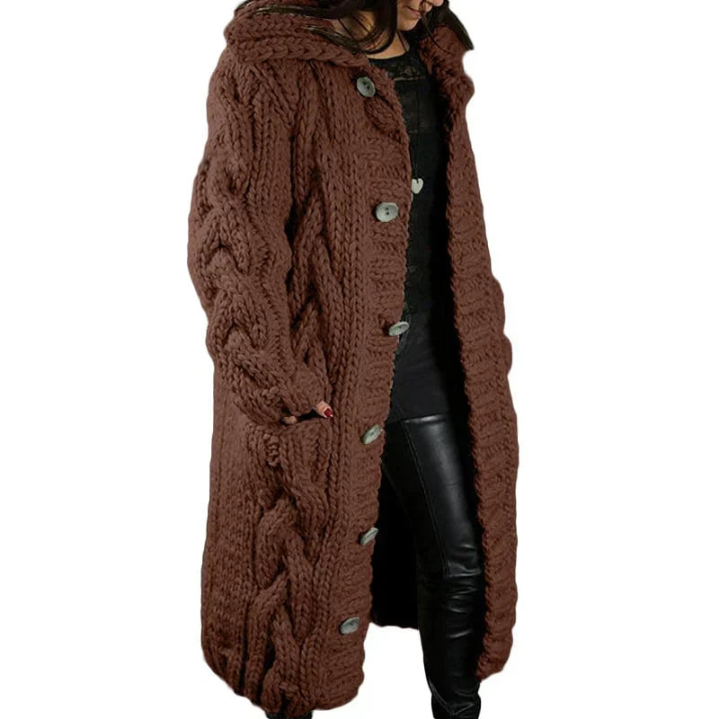 Eveloria Damen Strickjacke Dicke Wolle Beige
