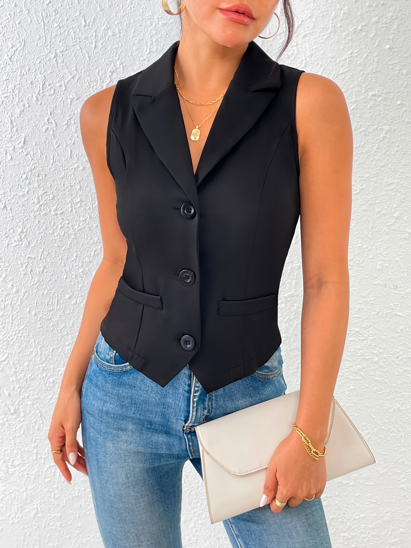 Damen Weste Schwarz Chic Frühling - Eveloria