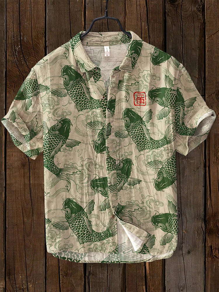Eveloria Herren Vintage Fisch Japanische Kunst T-Shirt