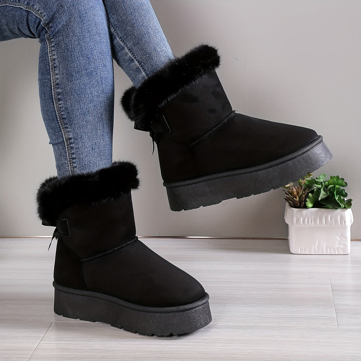 Damen Winterstiefel Warmes Plüschfutter Plattform