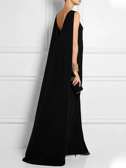 Eveloria Damen Ärmelloses Langkleid Einfarbig V-Rücken - Eveloria