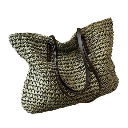 Damen Strandtasche Groß Leinwand Beige - Eveloria