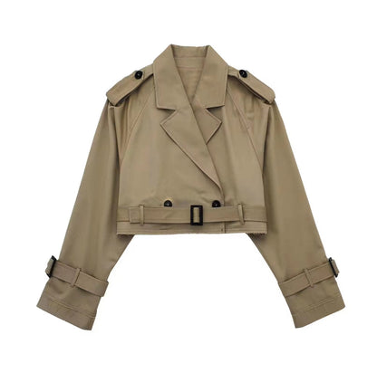 Damen Trenchcoat Kurz Gürtel