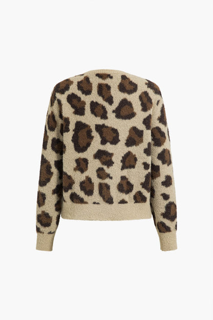 Leona Damen Cardigan Leopardenmuster Weich