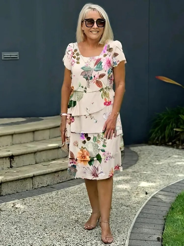 Eveloria Damen Rüschenkleid Mehrschichtig