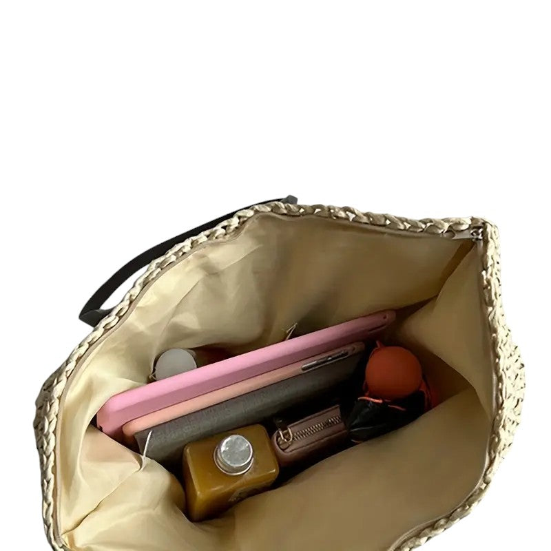 Damen Strandtasche Groß Leinwand Beige