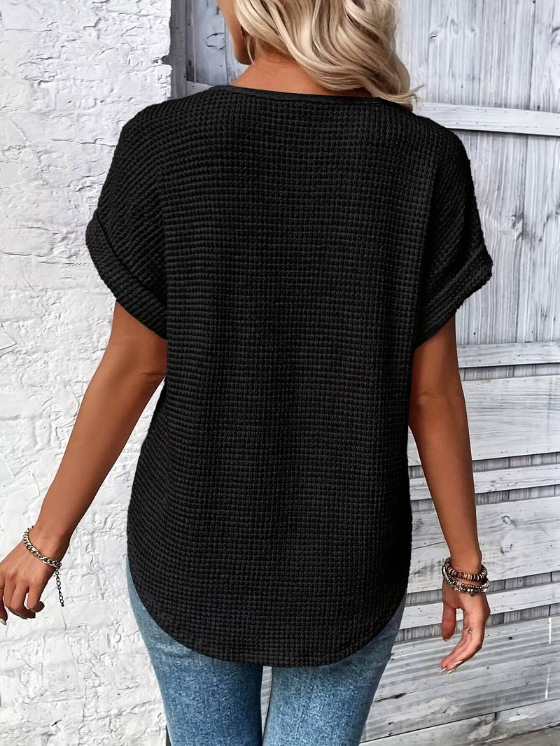 Eveloria Damen T-Shirt Rundhals Spitzenspleiß Weiß