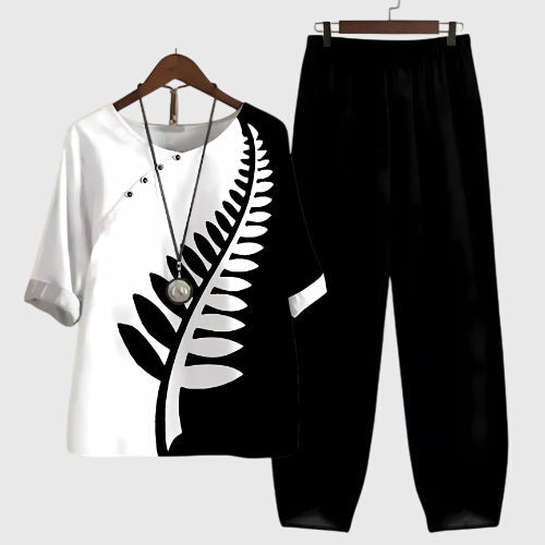 Damen Zweiteiliges Set Schmetterlings-Design Lockeres Oberteil und
