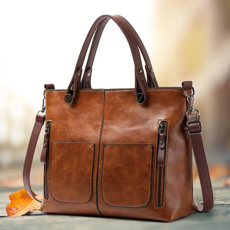 Eveloria Damen Schultertasche Klassisch Leder Schwarz - Eveloria