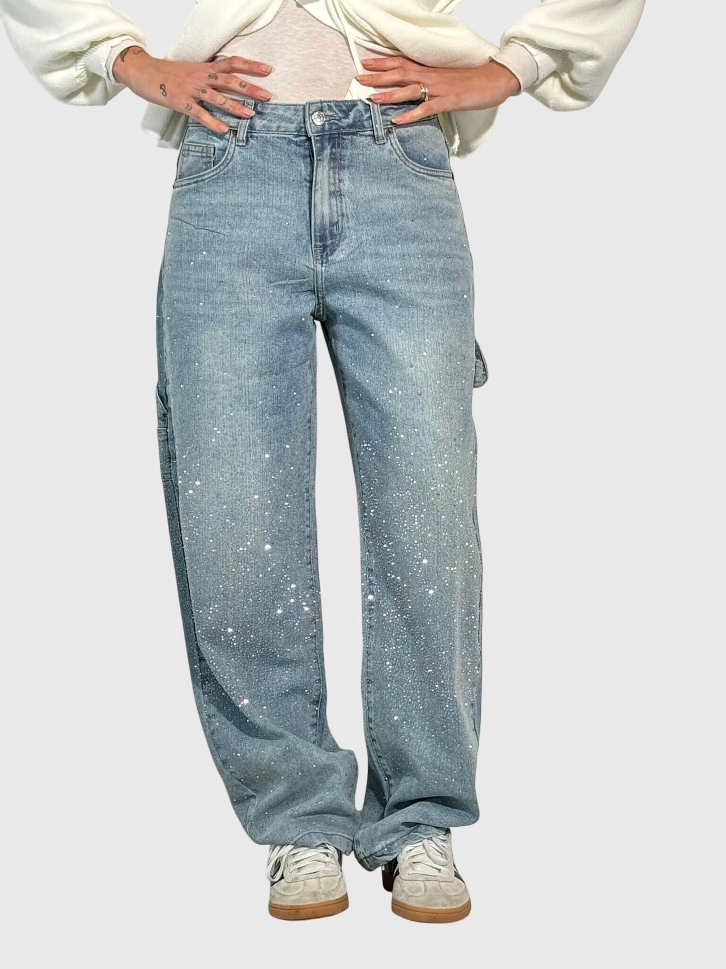 Damen Glänzende Diamant Jeans Hose