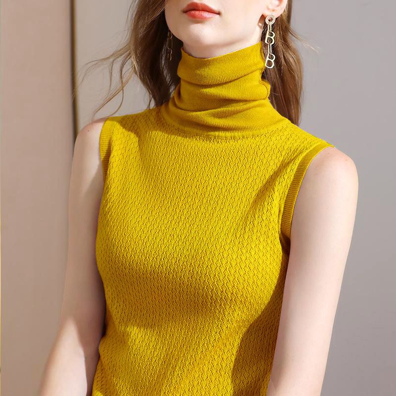 Eveloria Damen Ärmelloser Pullover Hochgeschlossen - Eveloria
