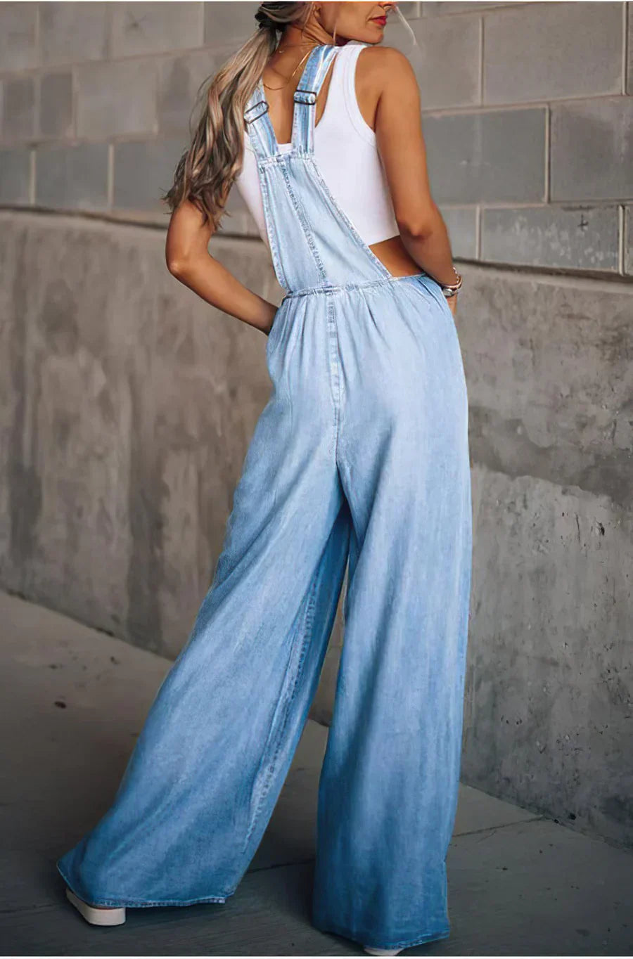 Eveloria Damen Denim-Overall Armlos Trendig Blau
