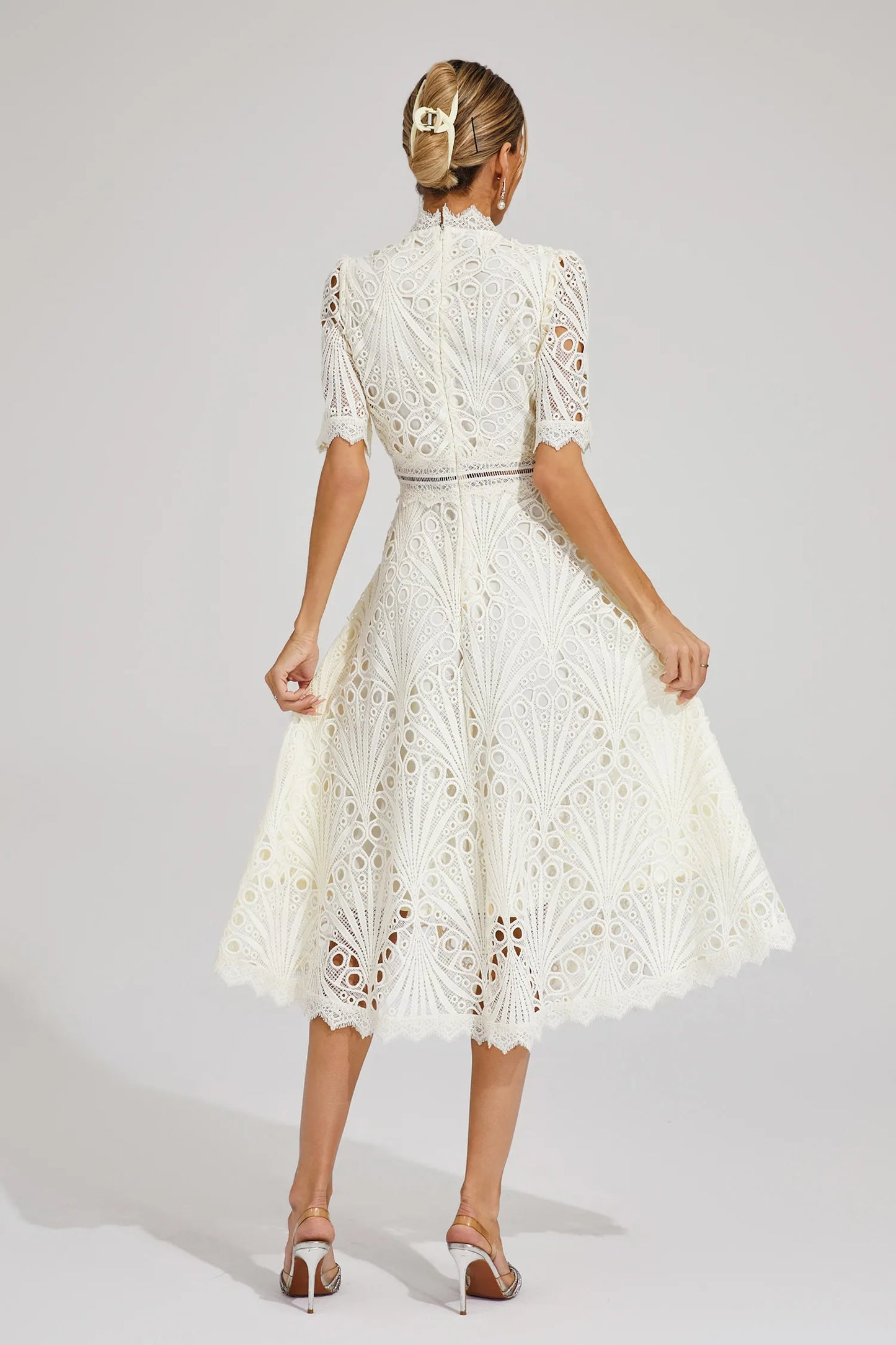 Damen Spitzen Midi Kleid Jasmin