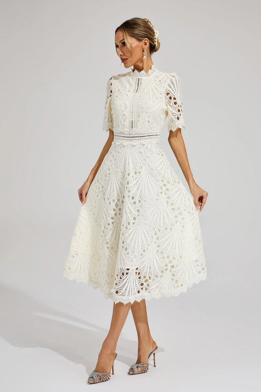 Damen Spitzen Midi Kleid Jasmin - Eveloria