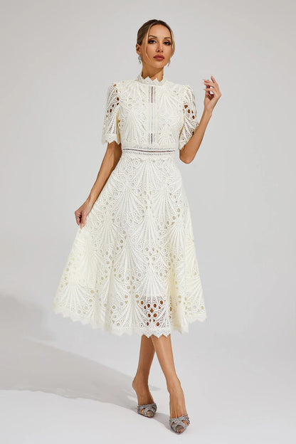 Damen Spitzen Midi Kleid Jasmin