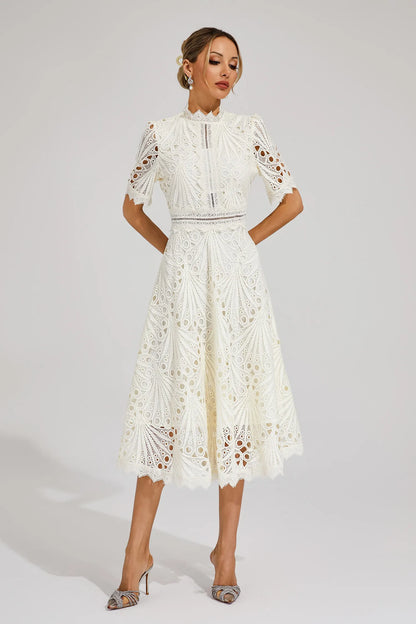 Damen Spitzen Midi Kleid Jasmin