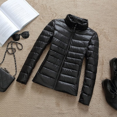 Damen Kurze Winterjacke Glänzend