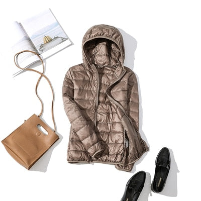 Damen Kurze Winterjacke Glänzend