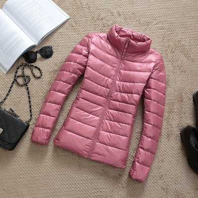 Damen Kurze Winterjacke Glänzend