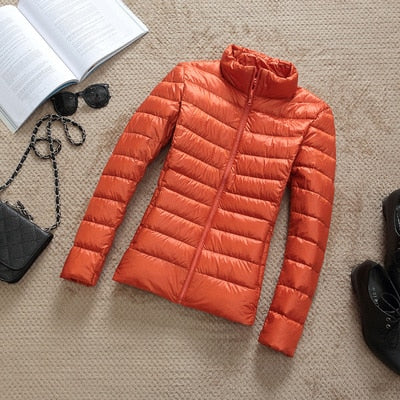 Damen Kurze Winterjacke Glänzend