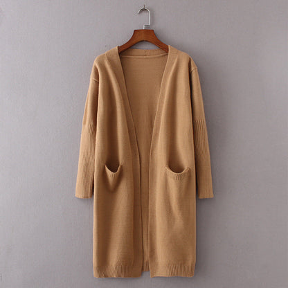 Damen Cardigan Grobstrick Lässiger Schnitt Mit Taschen Beige