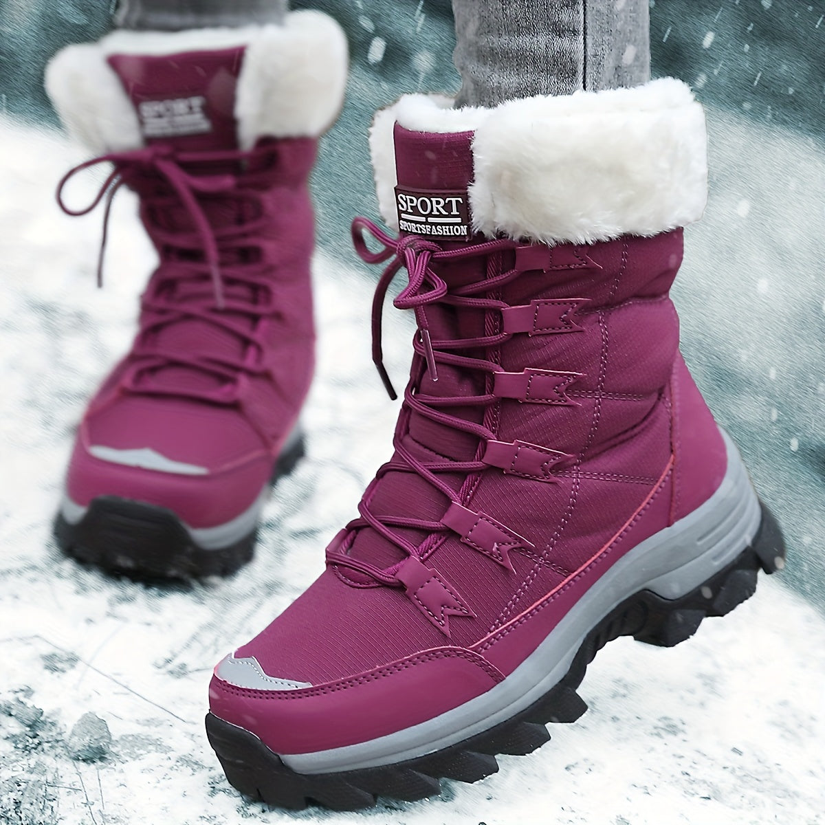 Damen Winterstiefel Braun Wasserfest Rutschfest