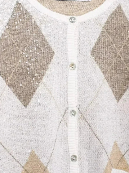 Damen Strickjacke Argylemuster