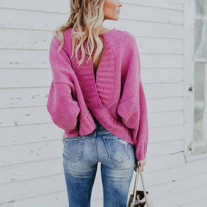 Damen Strickpullover Asymmetrisch Weite Ärmel Eveloria