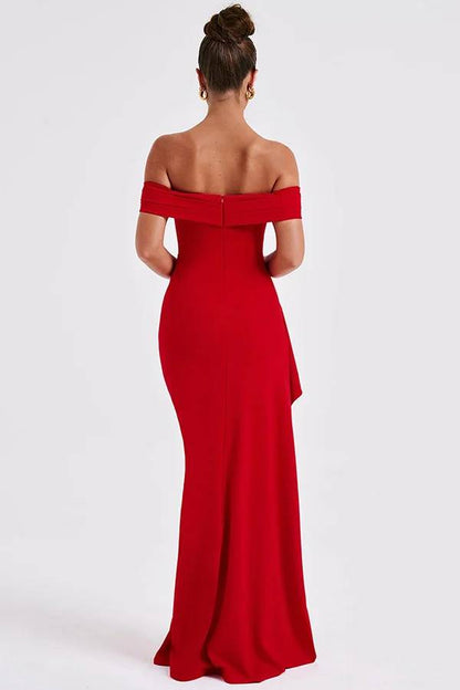 Eveloria Damen Off-Shoulder-Maxikleid Hoher Schlitz