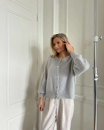 Damen Strickcardigan Weich Knöpfe Beige