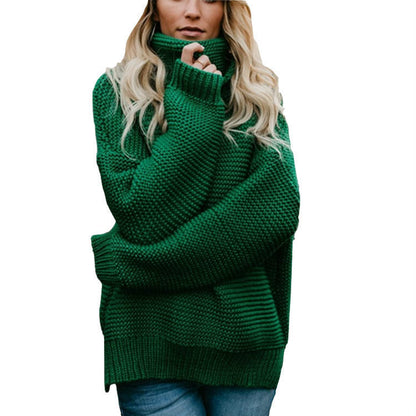 Damen Grobstrickpullover Hochkragen Strukturiert Eveloria