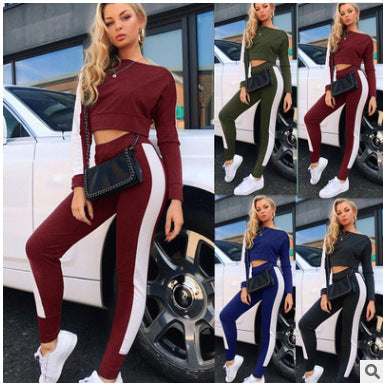 Damen Sportliches Freizeit-Set Crop- und Hose - Eveloria