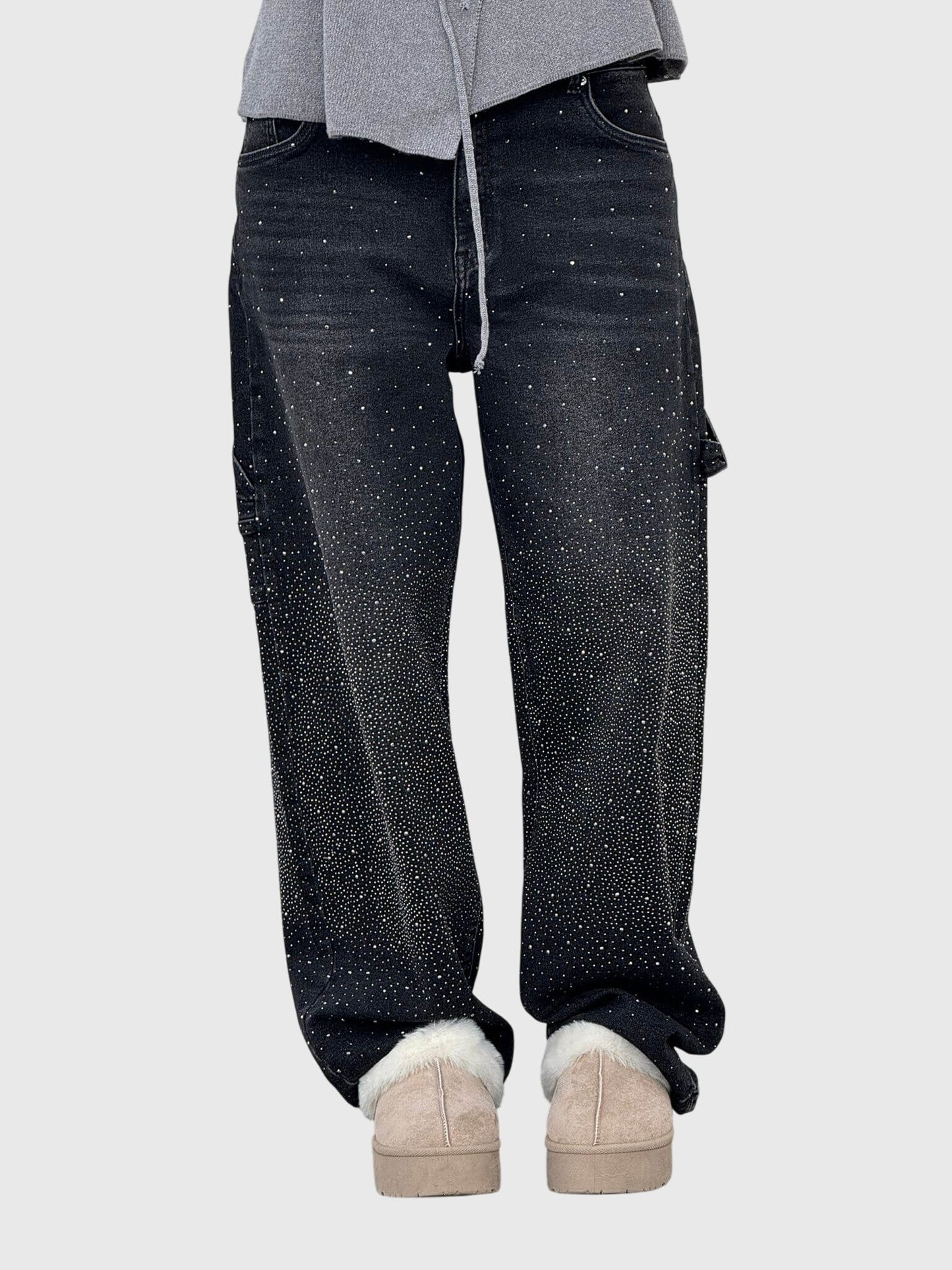 Damen Glänzende Diamant Jeans Hose