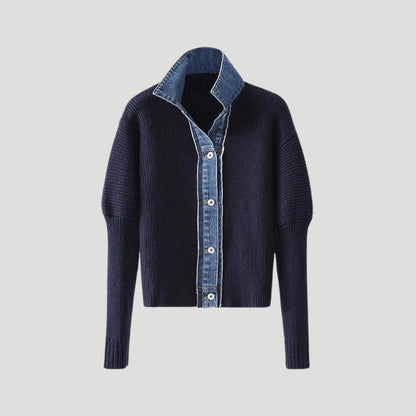 Damen Cardigan Jacke aus Lagenstoff mit Knöpfen Beige - Eveloria