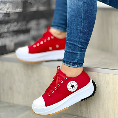 Eveloria Damen Turnschuhe Canvas Weiß