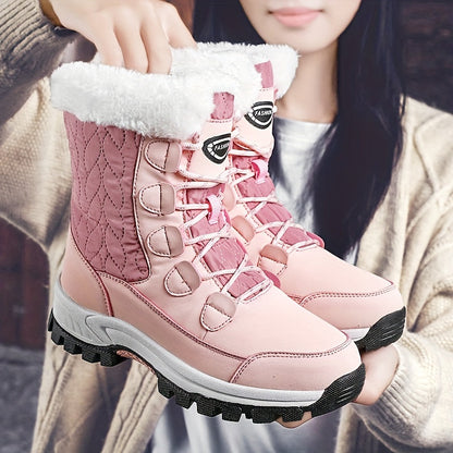Damen Winterstiefel Schnürung Runder Kappe Warmes Innenfutter