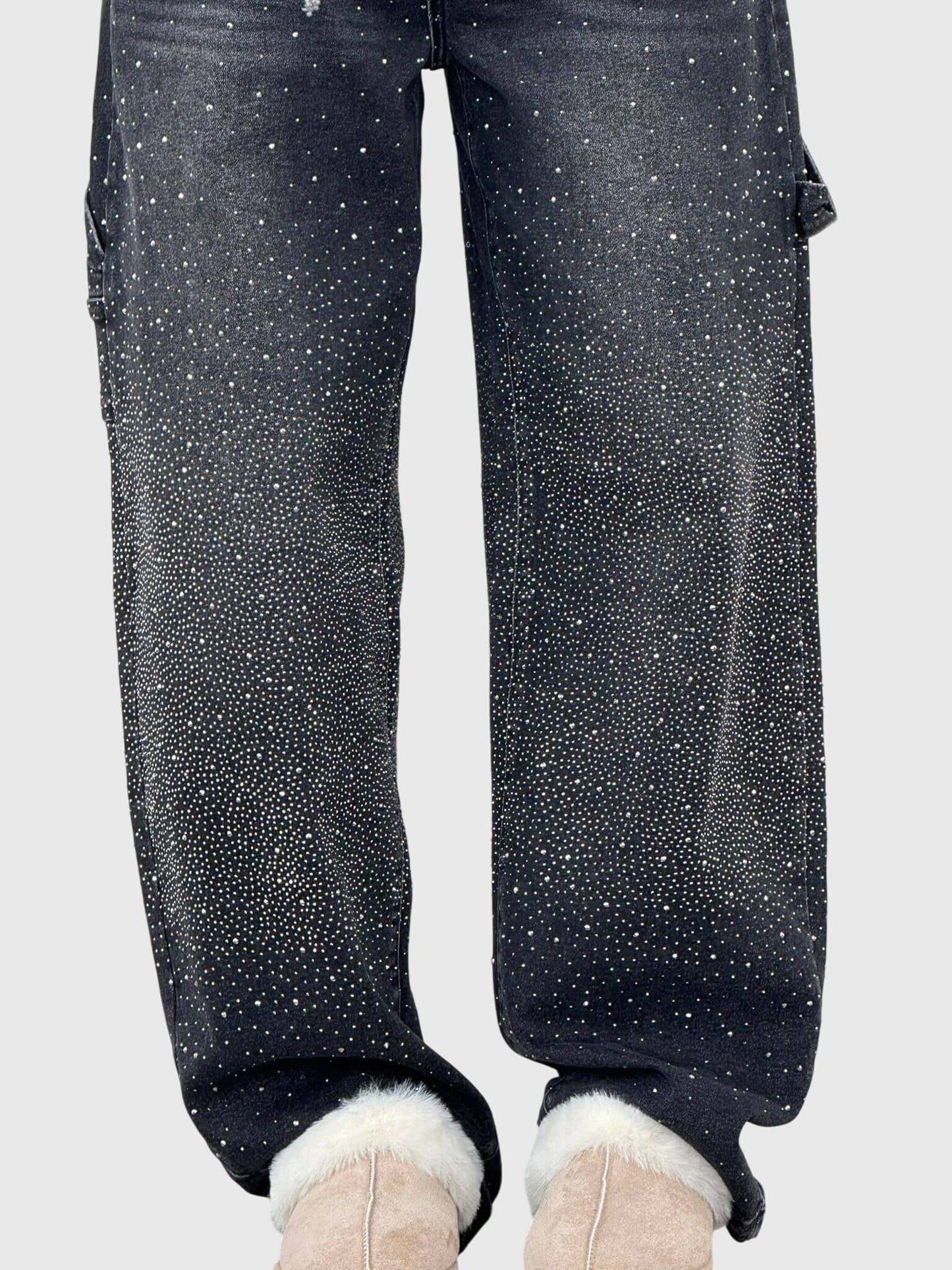 Damen Glänzende Diamant Jeans Hose