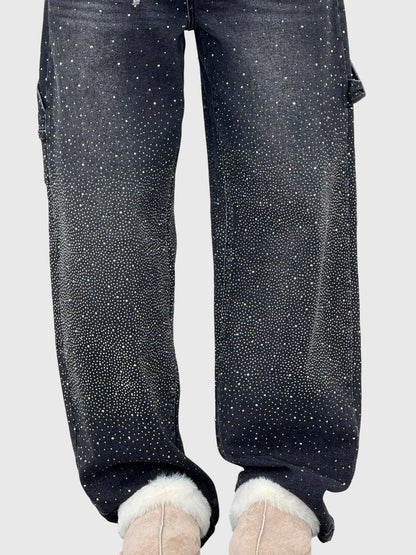 Damen Glänzende Diamant Jeans Hose