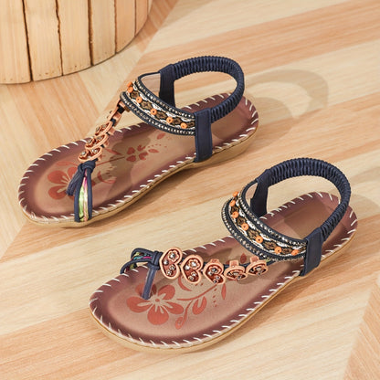Damen Flache Freizeitschuhe Blumenmuster Riemen Sommer Schuhe