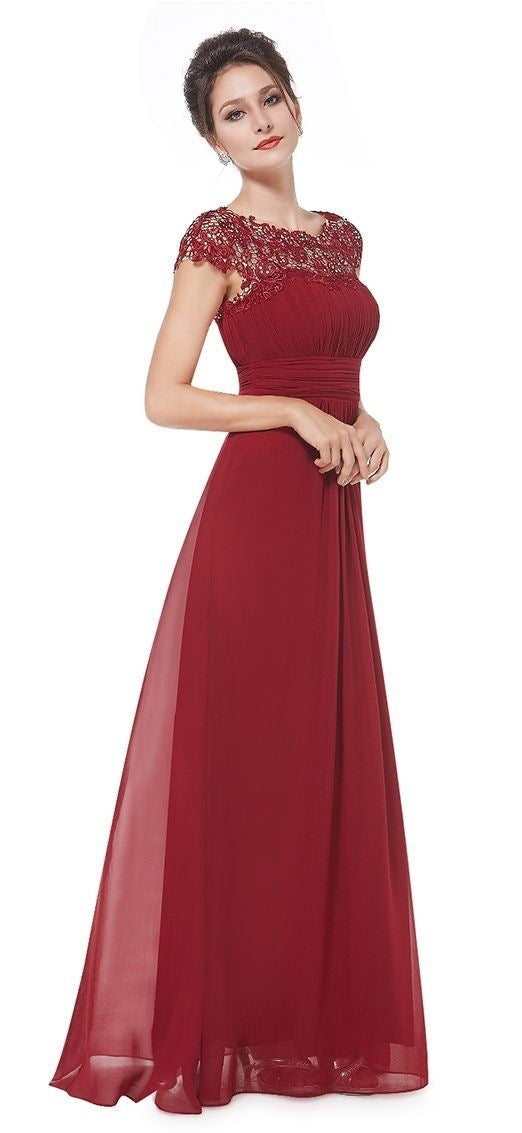 Damen Abendkleid Spitze Raffrock Eveloria