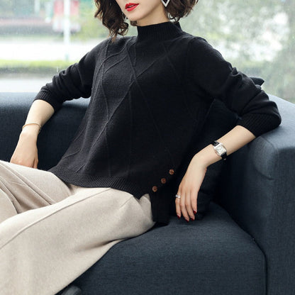 Damen Strickpullover mit Knöpfen Romana