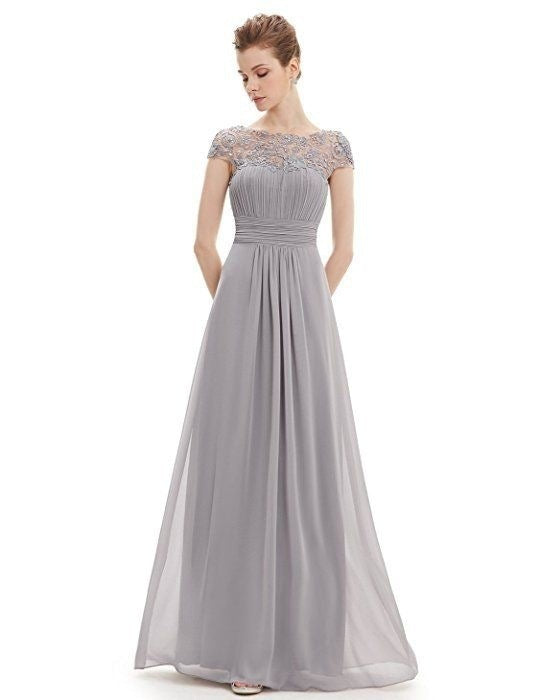 Damen Maxikleid Spitzenoberteil Fließender Rock Eveloria