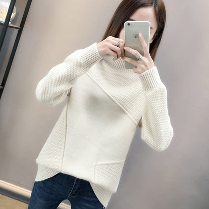 Damen Pullover Strukturiert Hochkragen Weich Grau Eveloria