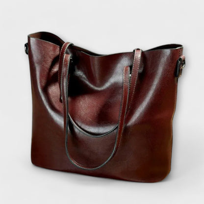 Damen Schultertasche Klassischer Stil Leder Braun