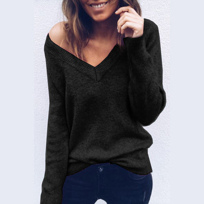 Damen Pullover V-Ausschnitt Lässiger Schnitt Eveloria
