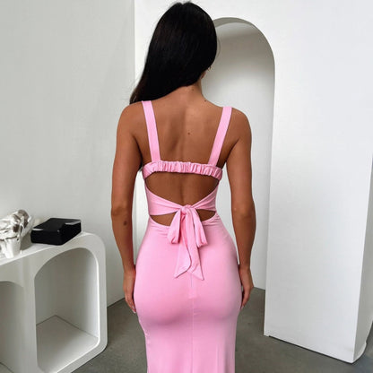 Eveloria Damenkleid mit Geteilten Neckholder Trägern